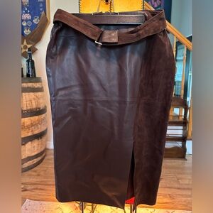 White House Black Market Brown leather skirt